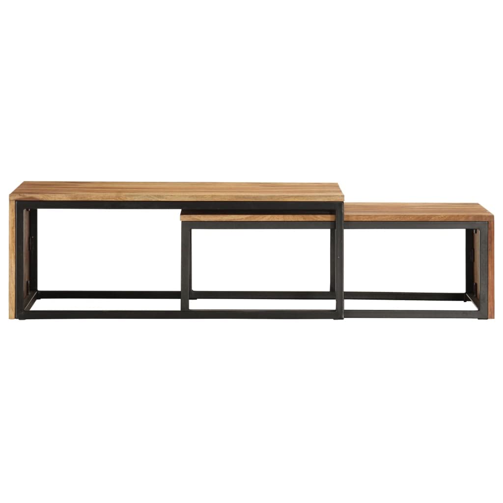 2 pcs Solid Sheesham Wood Nesting Coffee Table J252871