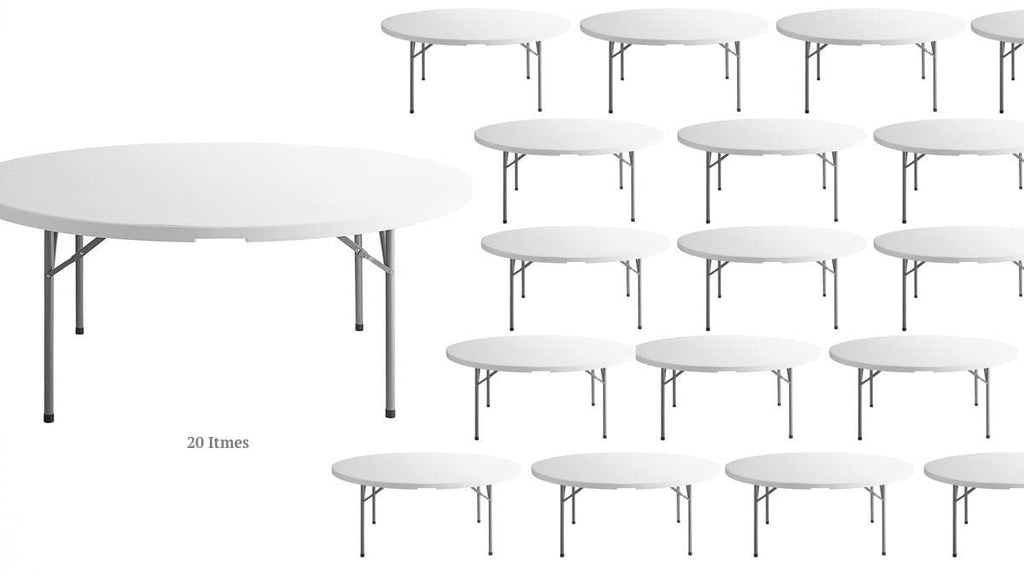 White 6-ft Plastic Folding Round Table E2252