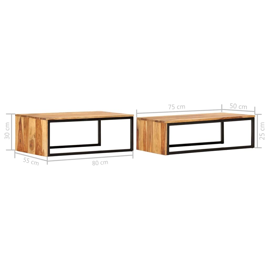 Coffee Table Nesting Tables 2 pcs Solid Sheesham Wood G52977