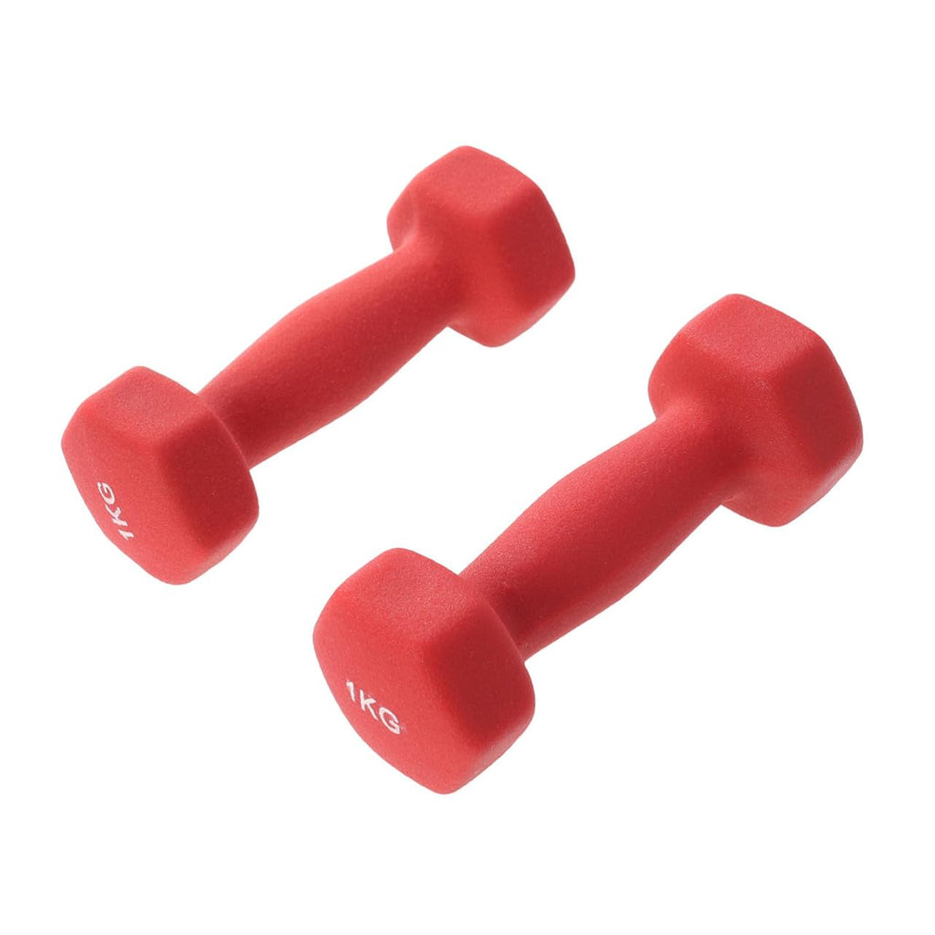 Ergonomic Hexagonal Neoprene Coated Dumbbells Red R716