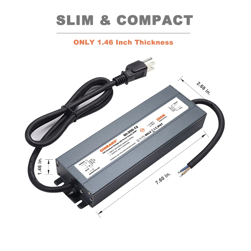200W IP67 Waterproof Constant Voltage LED Driver Power Supply Transformer D52066