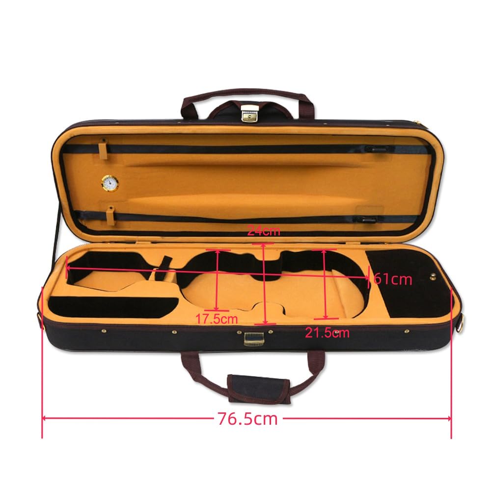 Oblong 4/4 Full Size Wooden Hard Shell Violin Case with Nylon Raincoat M3442