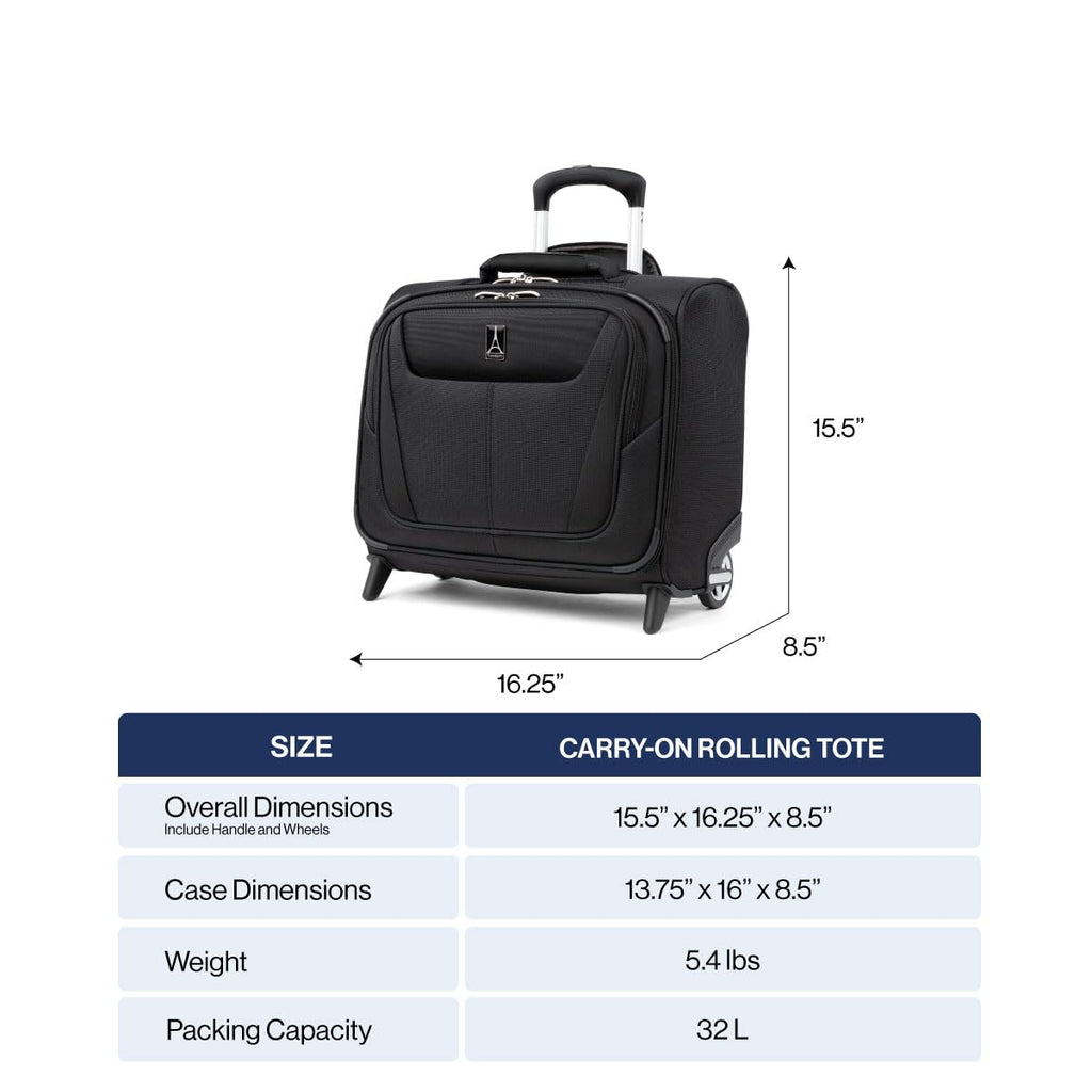 Softside Rolling Underseat Tote, Black, 14-Inch K5577