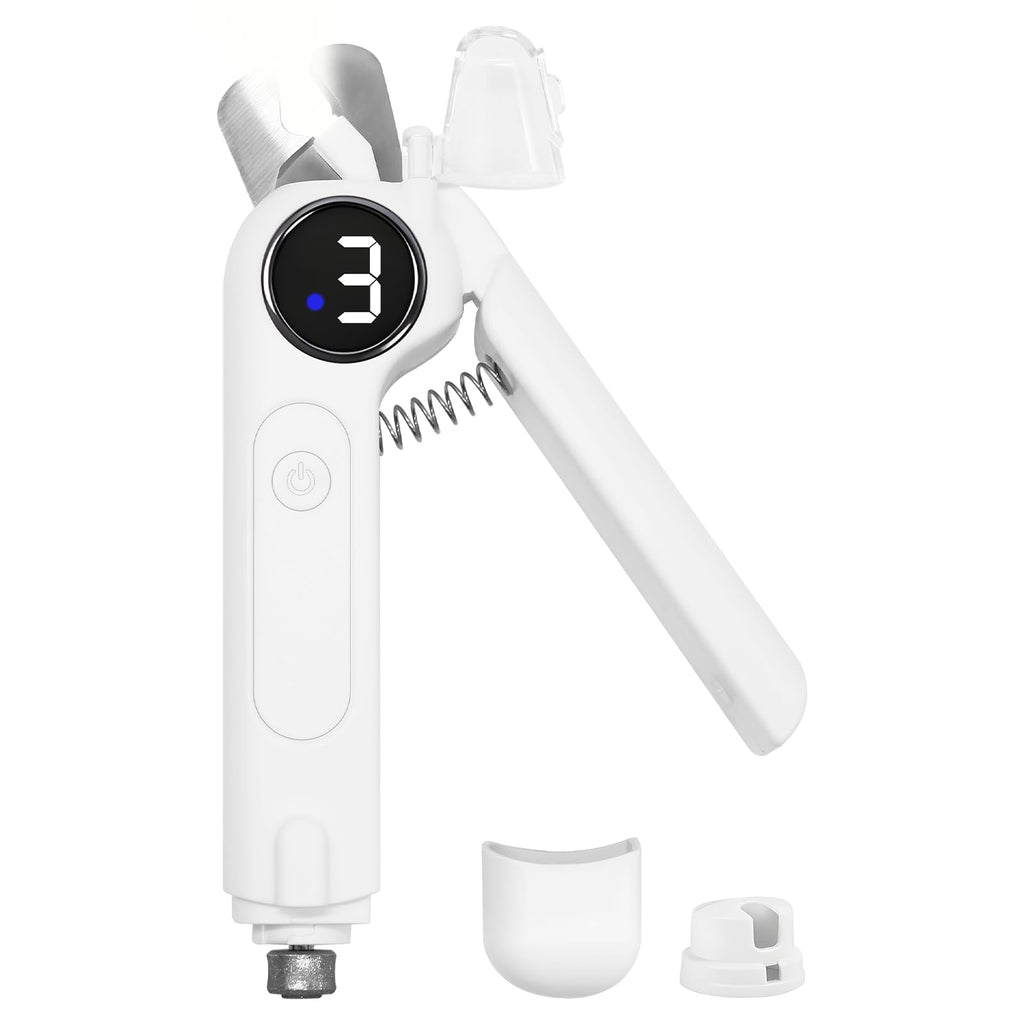 Dog Nails Clippers & Grinders 2in1 Trimmer with LCD Display and LED Lights Cat Claw Nail File with Protective Guard Rechargeable Electric Pet Toenail Silent Grooming Pro U2218