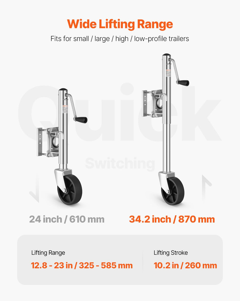 1000 lbs Trailer Jack with Wheel X34724