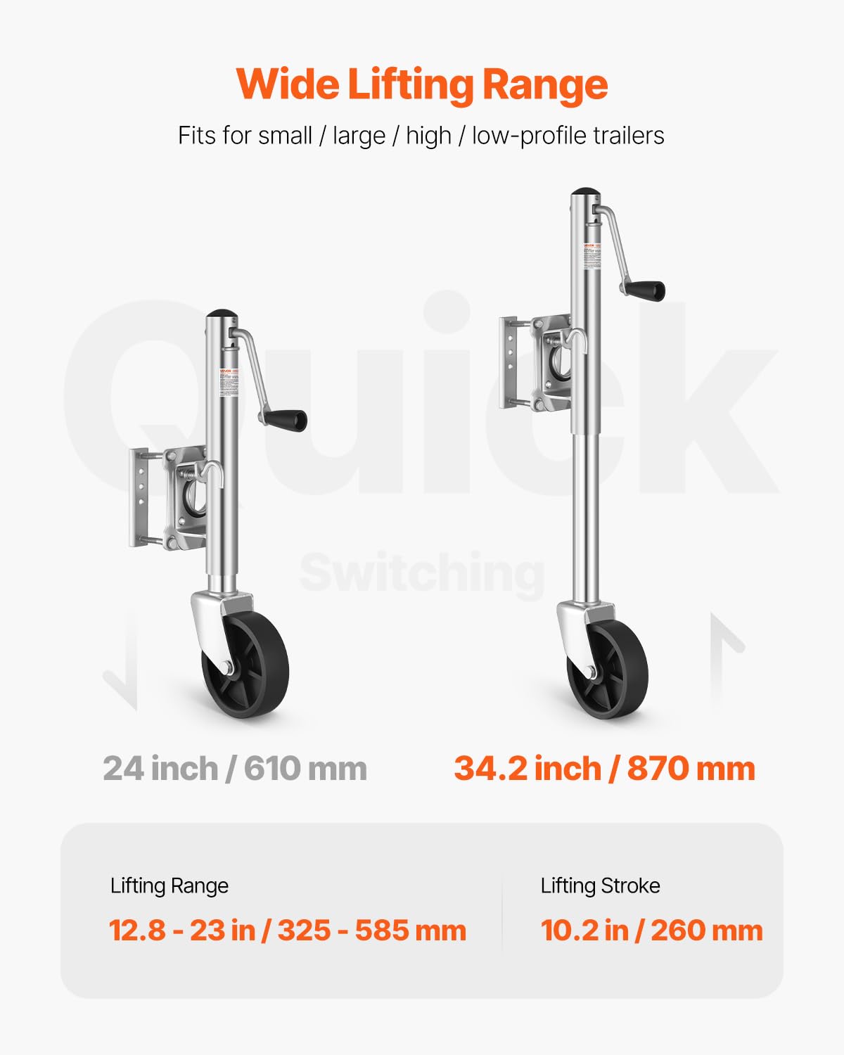 1000 lbs Trailer Jack with Wheel X34724