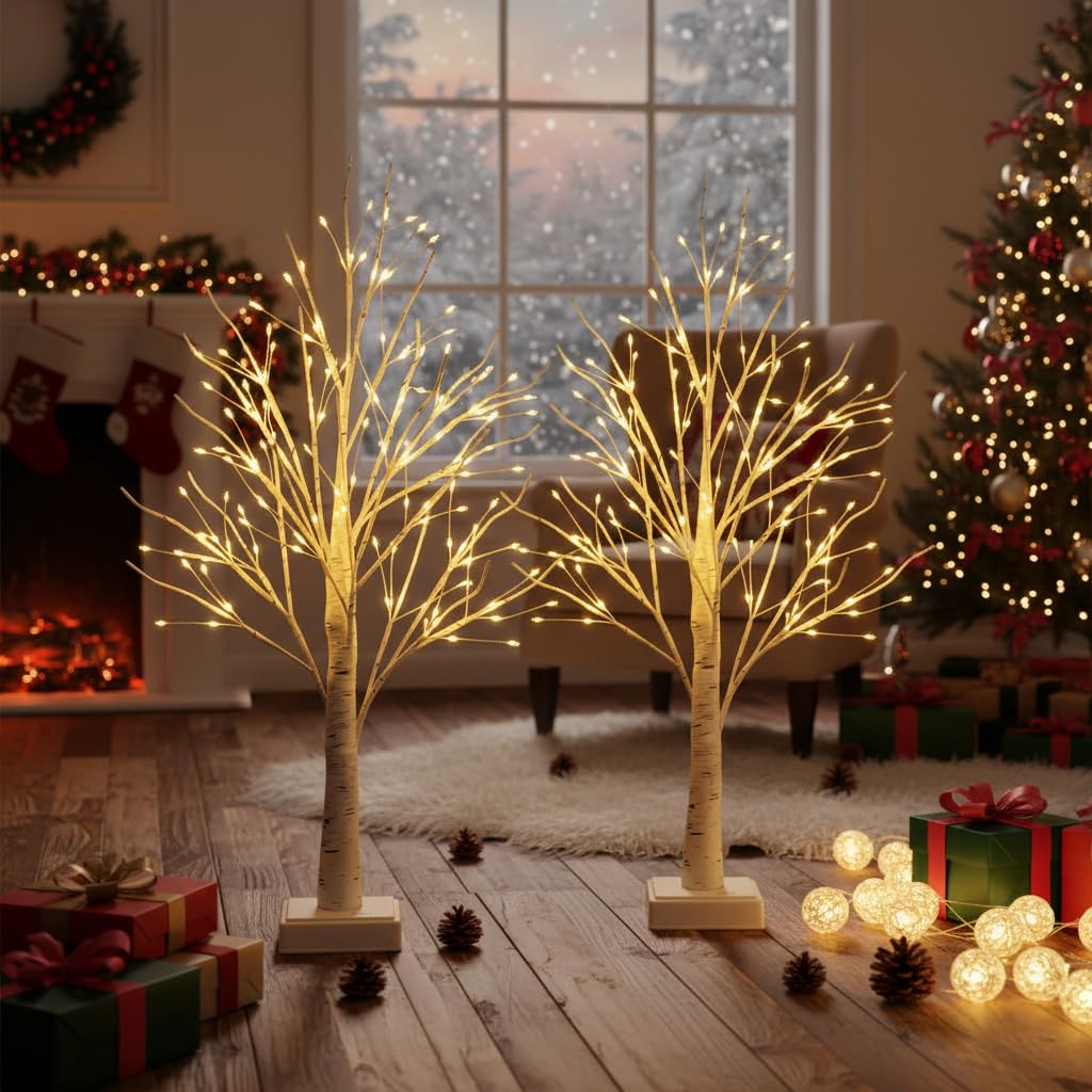 24" 2FT White Birch Tree with 144 LED Lights P5232
