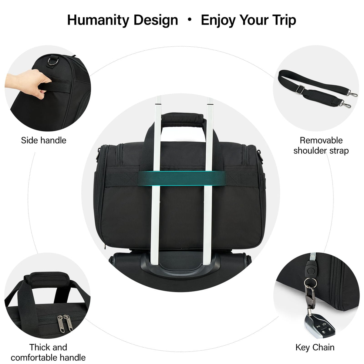 Black Lightweight Water Resistant Foldable Travel Duffel Bag M1672