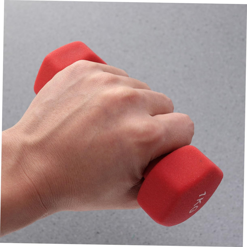 Ergonomic Hexagonal Neoprene Coated Dumbbells Red R716