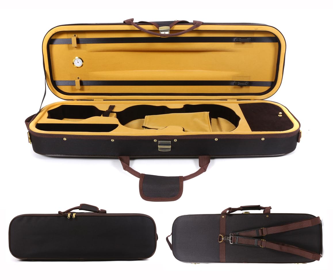 Oblong 4/4 Full Size Wooden Hard Shell Violin Case with Nylon Raincoat M3442