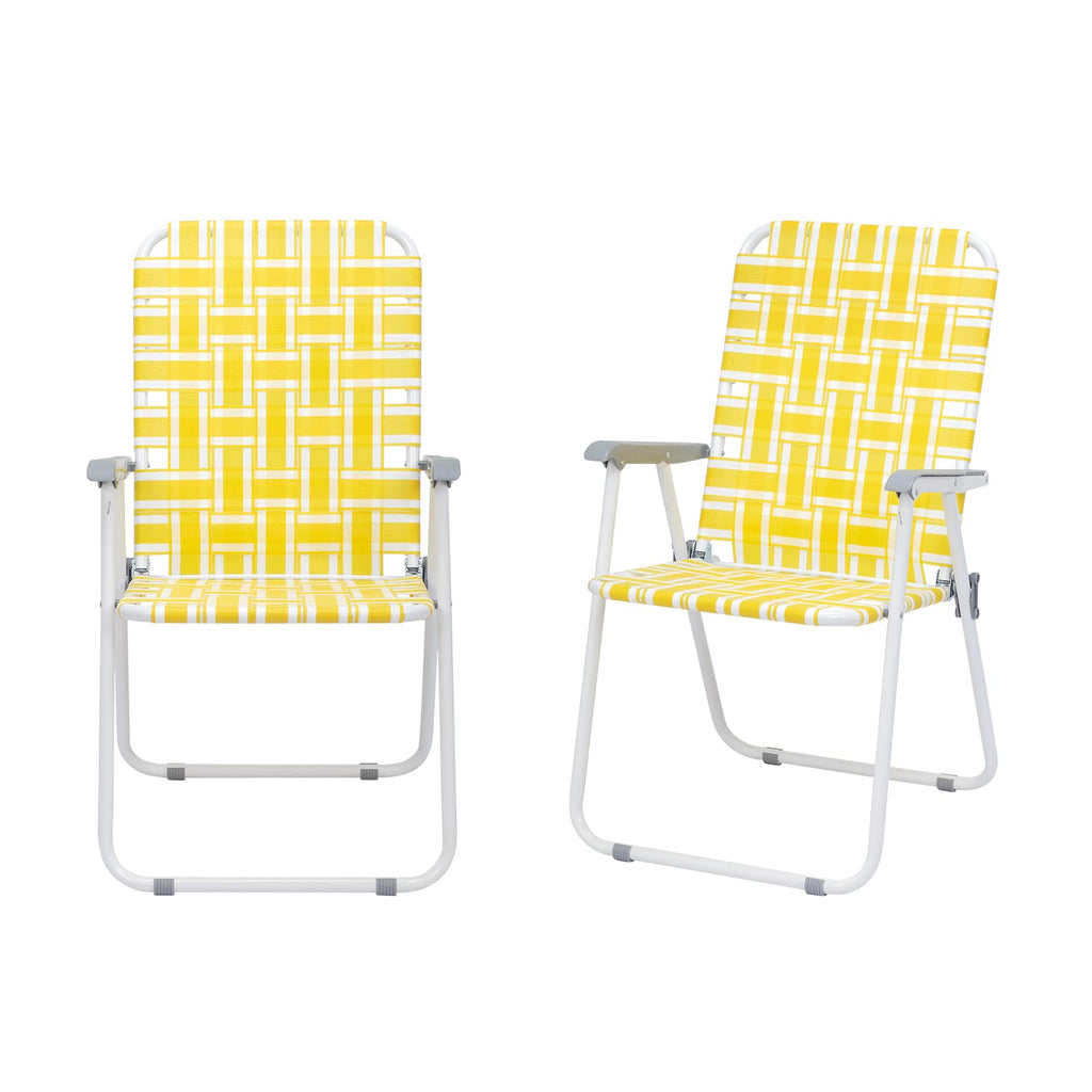Set of 2 Yellow & White Webbed Folding Chairs K5110