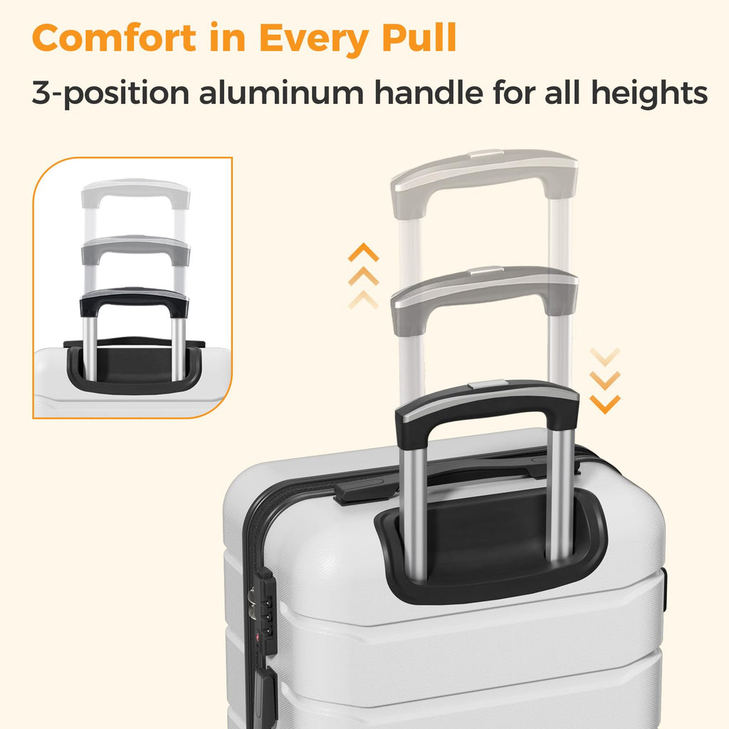 20 Inch White Hard Shell Carry on Luggage H171