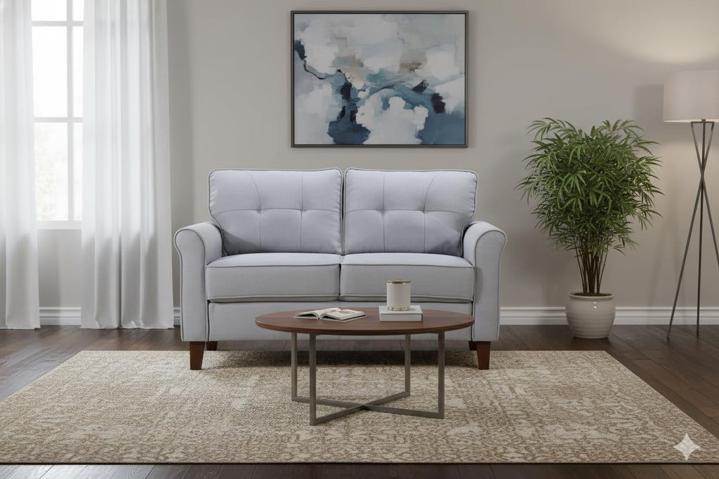 Light Gray Tufted Upholstered Loveseat Sofa R257
