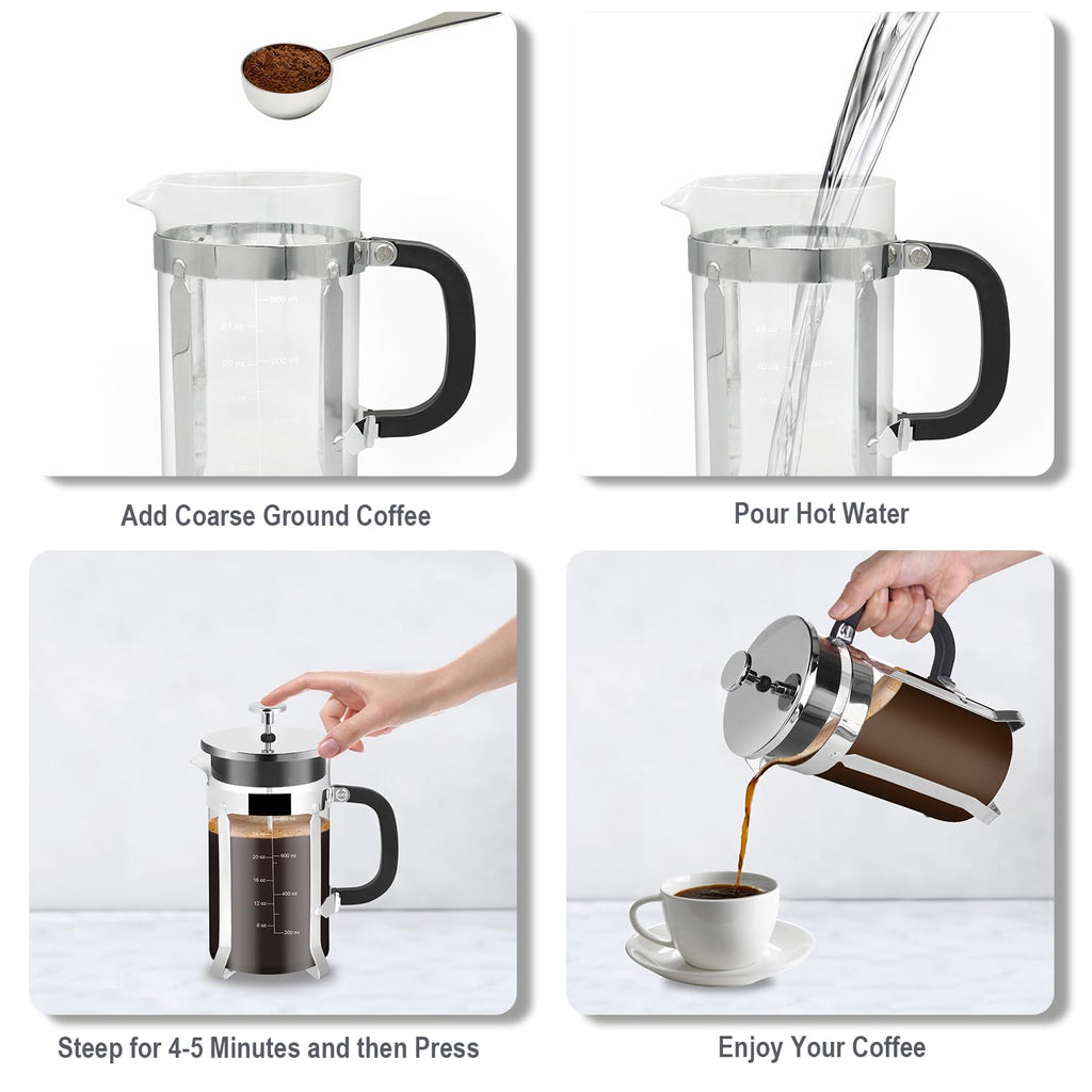 34oz Stainless Steel French Press Coffee Maker V438872