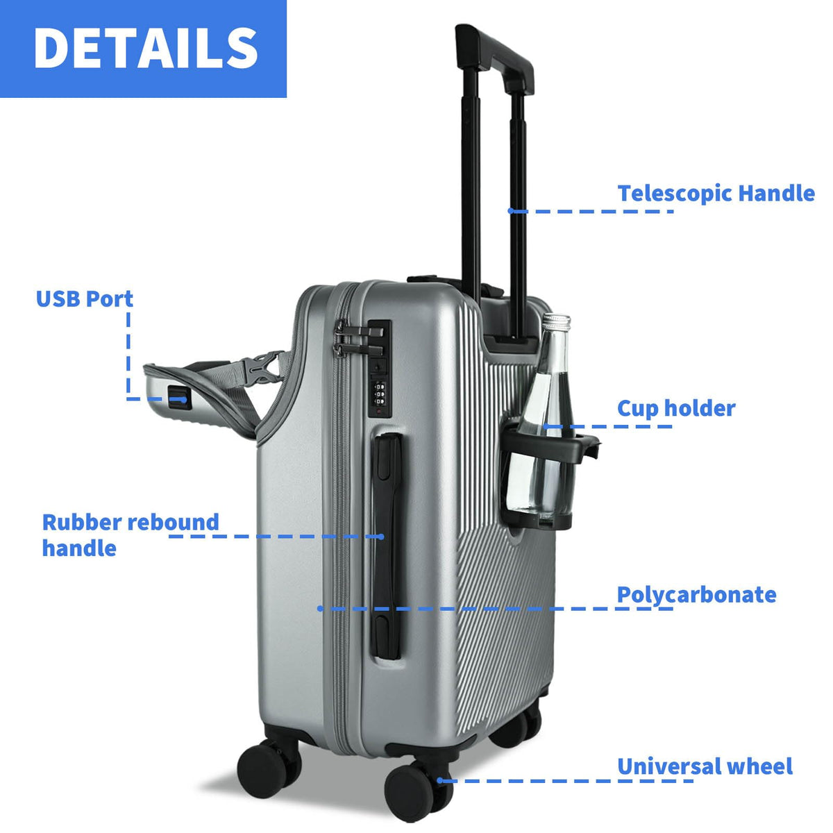 20 inch Hardshell PC Carry on Luggage with Wheels O795124