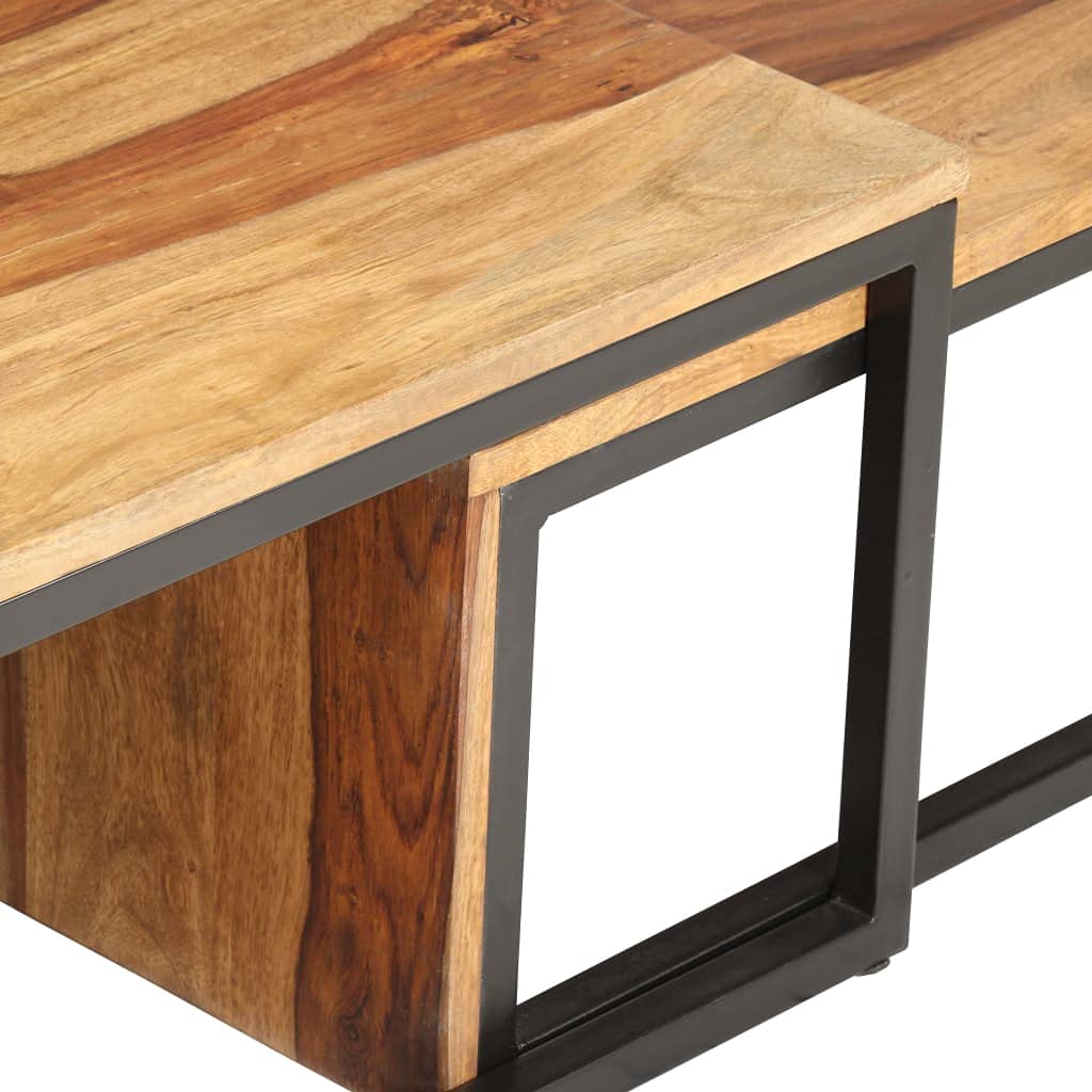 2 pcs Solid Sheesham Wood Nesting Coffee Table J252871