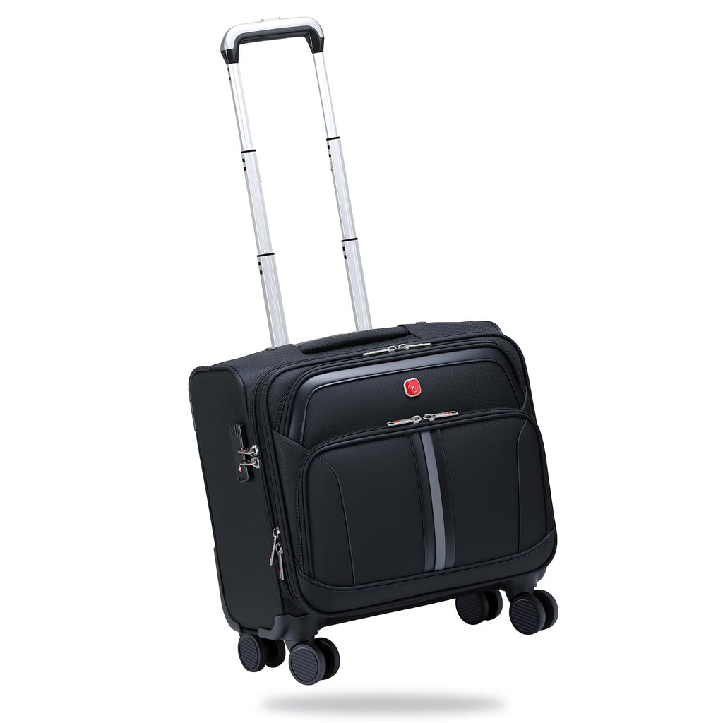 Black 16-Inch Underseat Carry-On Luggage with 4 Spinner Wheels K2637