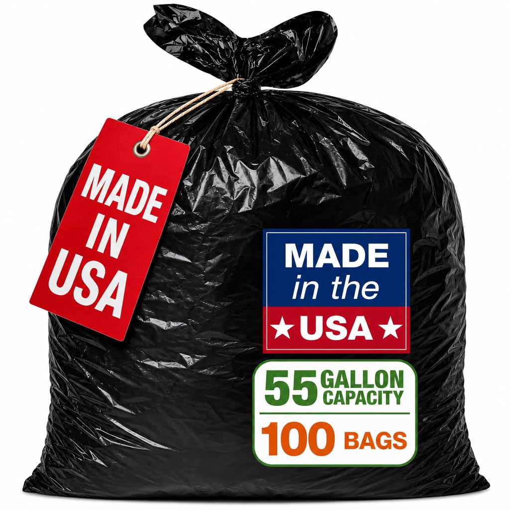 Heavy Duty Black 55-60 Gallon Trash Bags 100 Count K59340