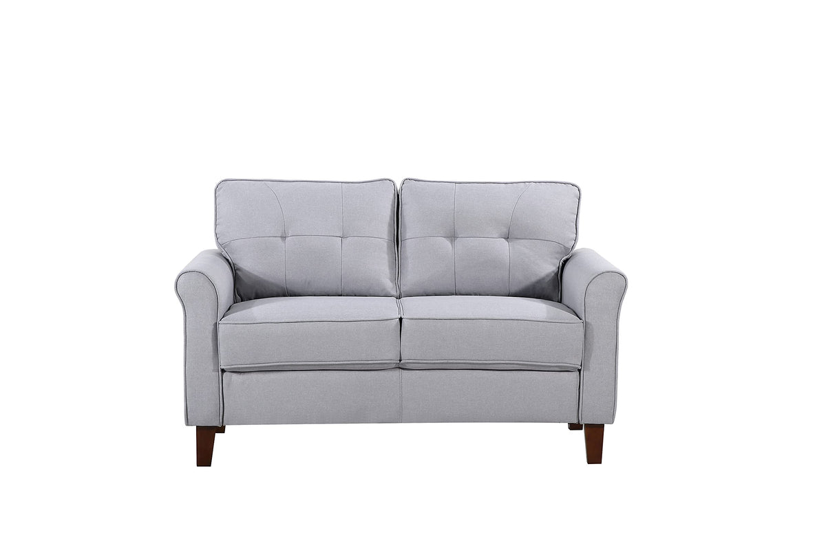 Light Gray Tufted Upholstered Loveseat Sofa R257