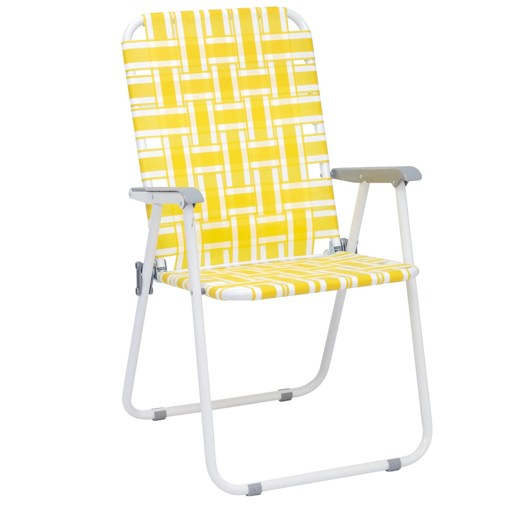 Set of 2 Yellow & White Webbed Folding Chairs K5110