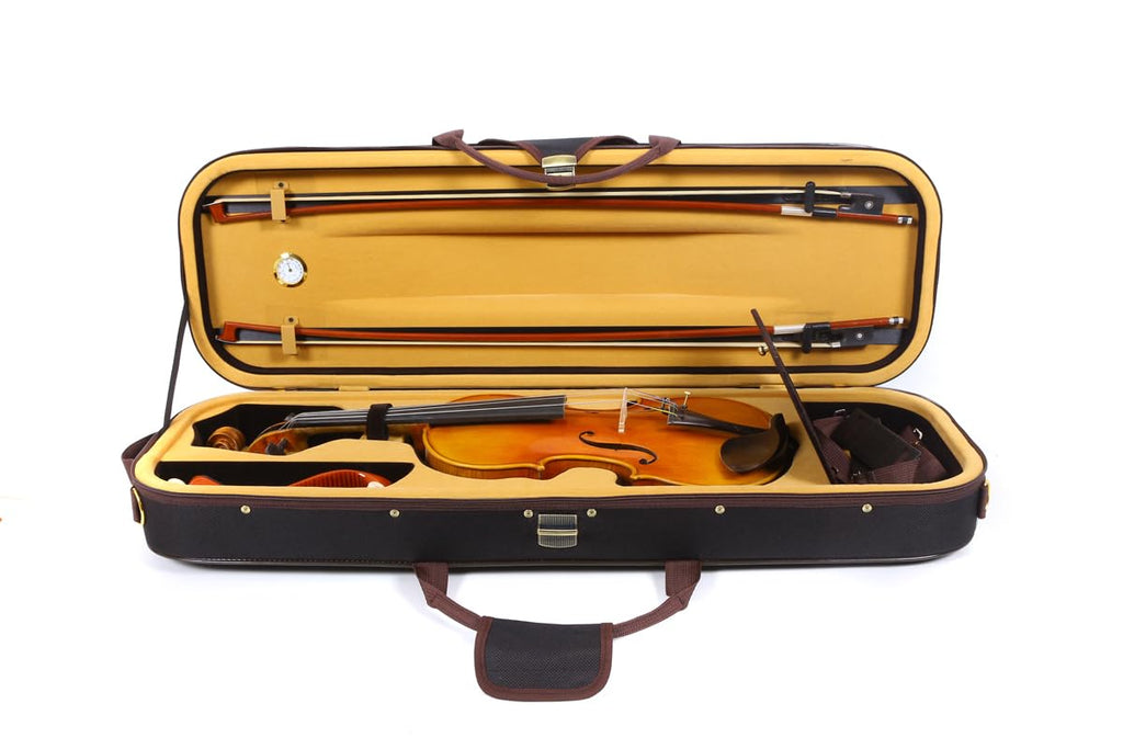 Oblong 4/4 Full Size Wooden Hard Shell Violin Case with Nylon Raincoat M3442