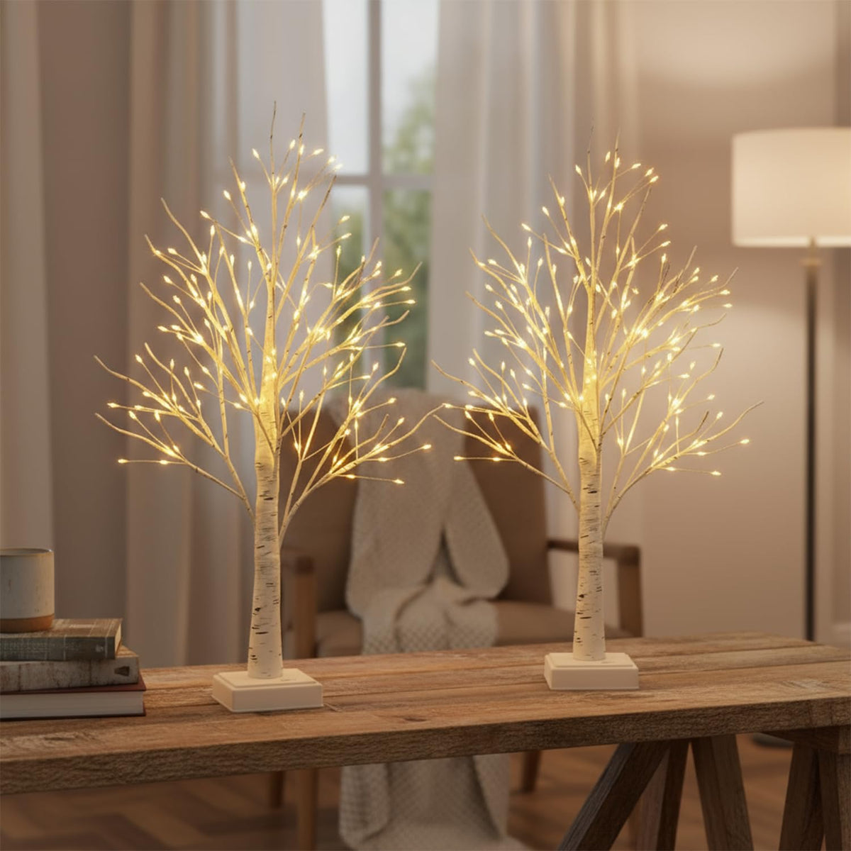 24" 2FT White Birch Tree with 144 LED Lights P5232