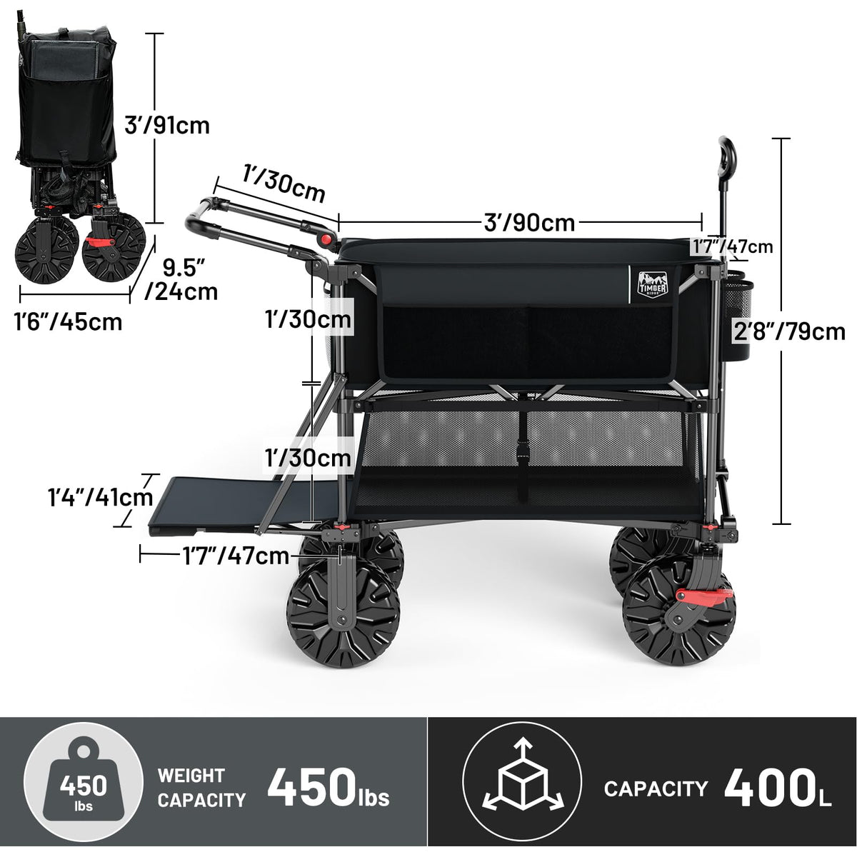 Double Decker Wagon 400L Capacity 450lb Load Y378271