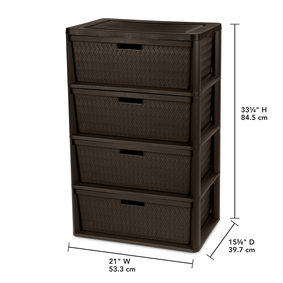 Brown 4 Drawer Storage Tower W556238
