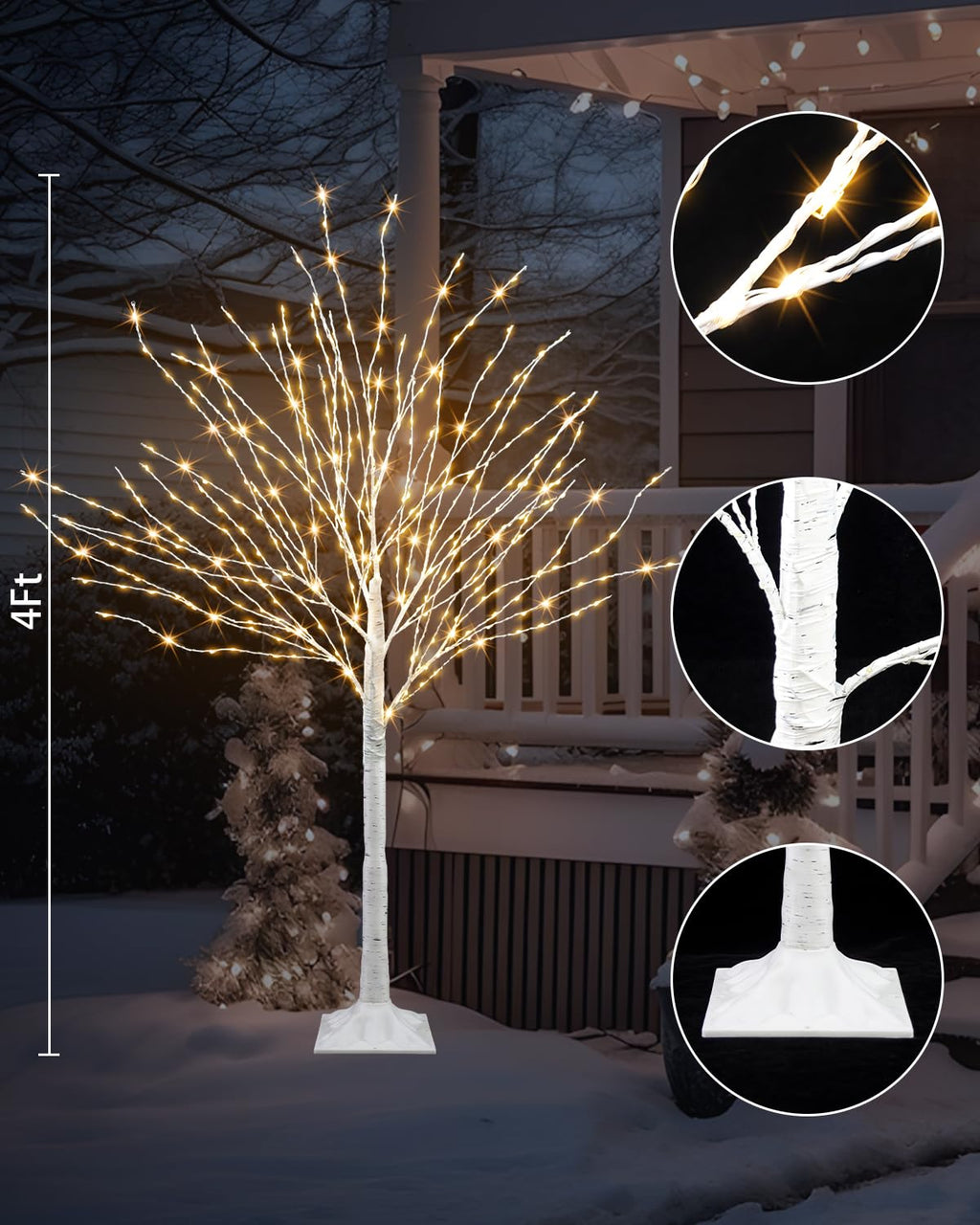 4 FT Lighted Artificial White Birch Tree with 432 LED Timer Z55344