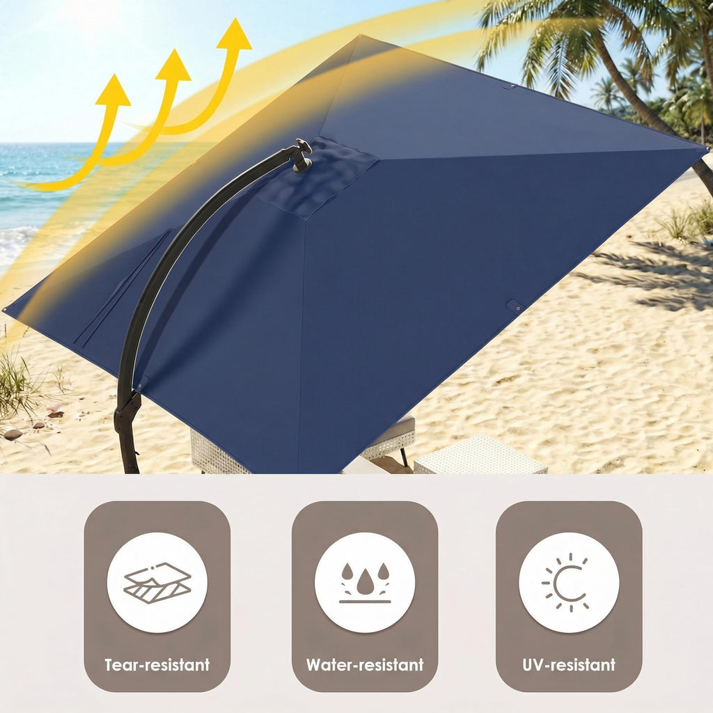 11x11ft Solar Powered Led Cantilever Umbrella with Base N2060