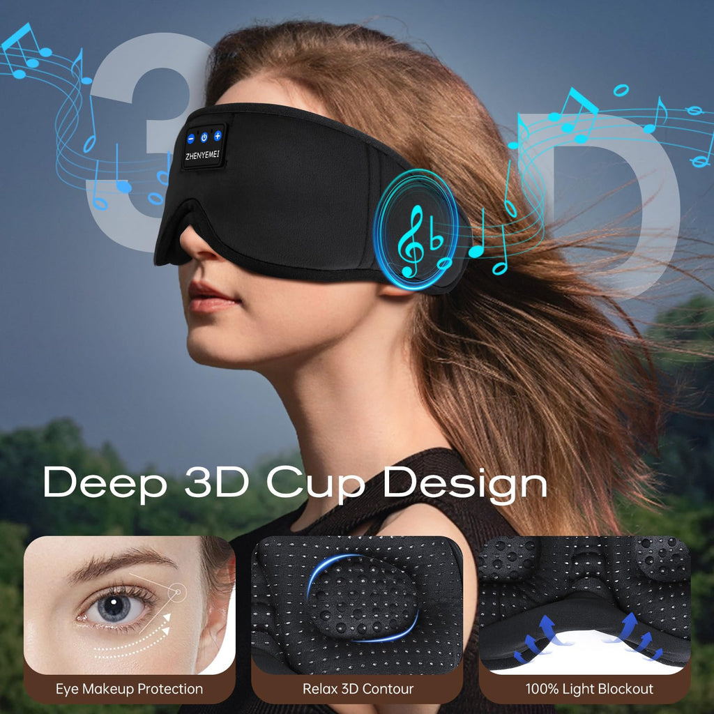 Black Bluetooth Sleep Mask with Headphones H9657