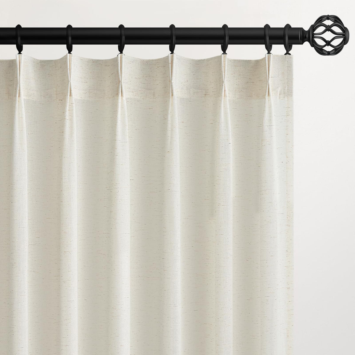 132 Inch Pinch Pleated Linen Curtains 2 Panels Natural Semi Sheer G514713