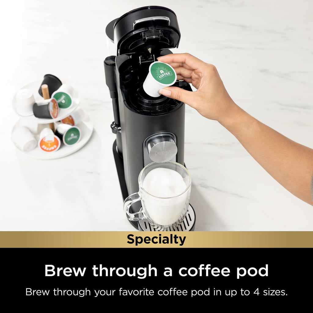 Single-Serve Coffee Maker with Milk Frother, Black B6427