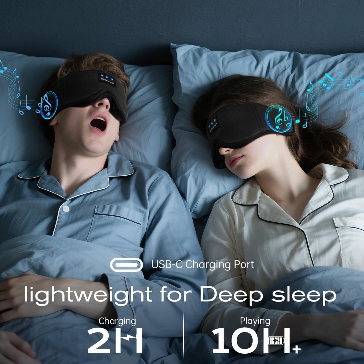 Black Bluetooth Sleep Mask with Headphones H9657