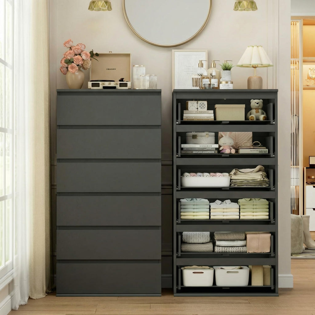 Black 6 Drawer Dresser A318