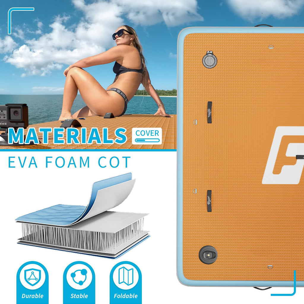 7×7' Inflatable Floating Dock with Soft Ladder N434974