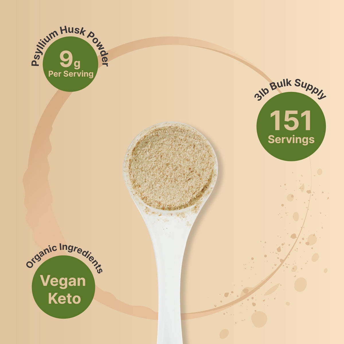 Organic Psyllium Husk Fiber Powder, 3lb, Unflavored Y493899