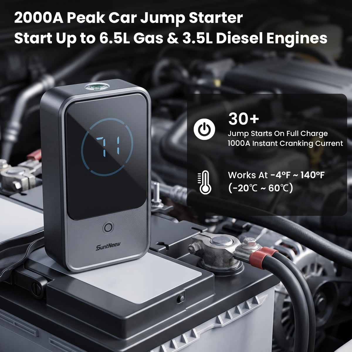 10000mAh 2000A 12V Jump Starter with LCD Display B932