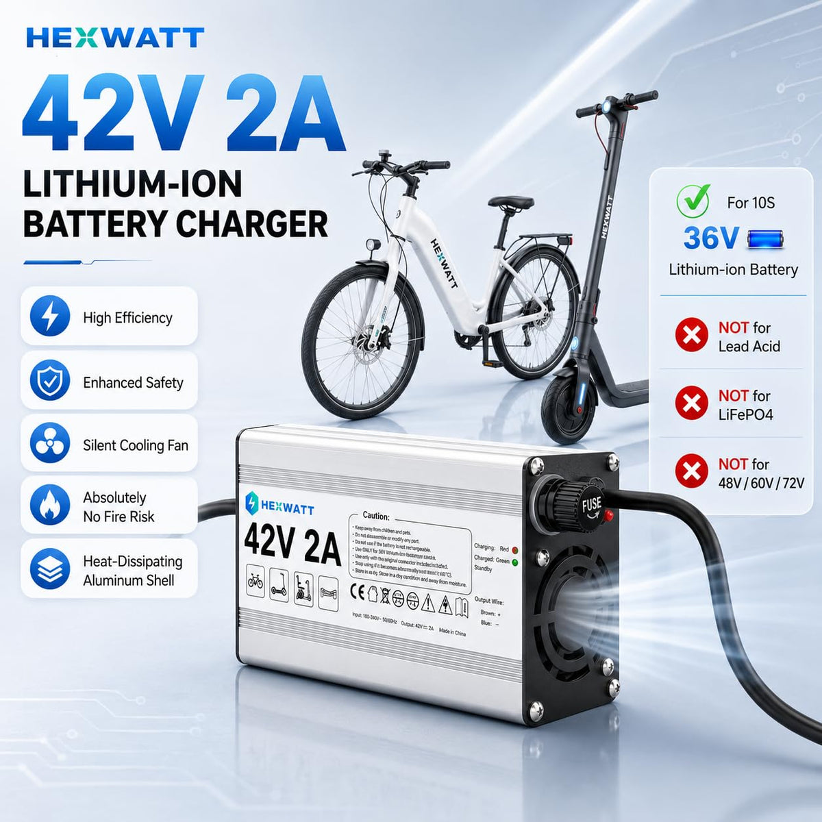 42V 2A Electric Scooter & Ebike Charger H5759