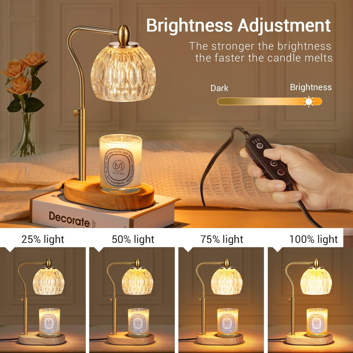 Candle Warmer Lamp with Timer & Dimmer Height Adjustable G635
