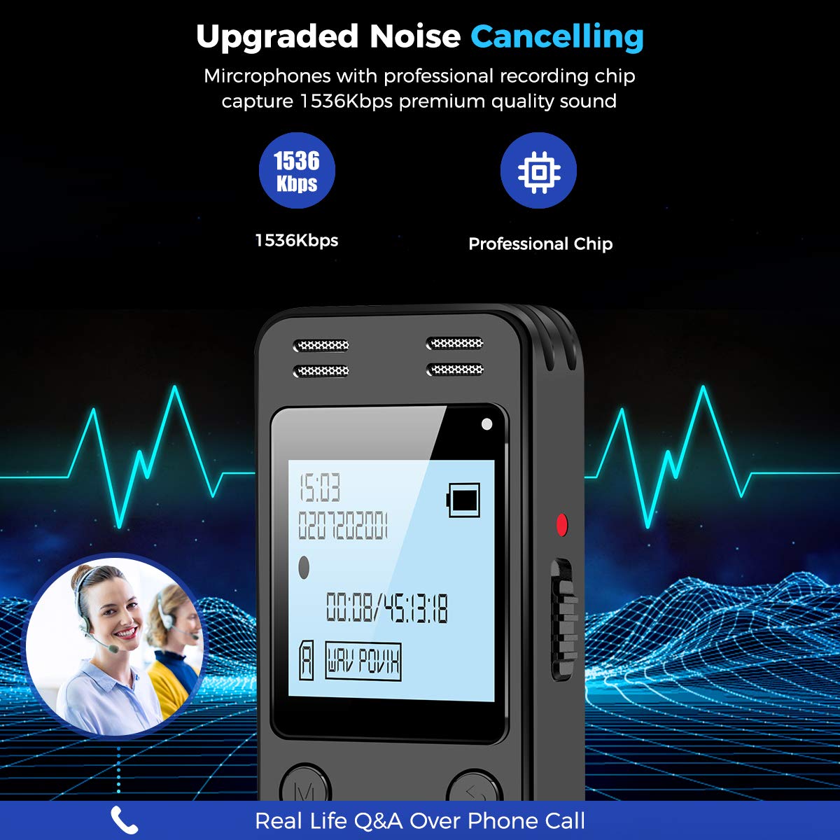 128GB Digital Voice Recorder with Playback K818