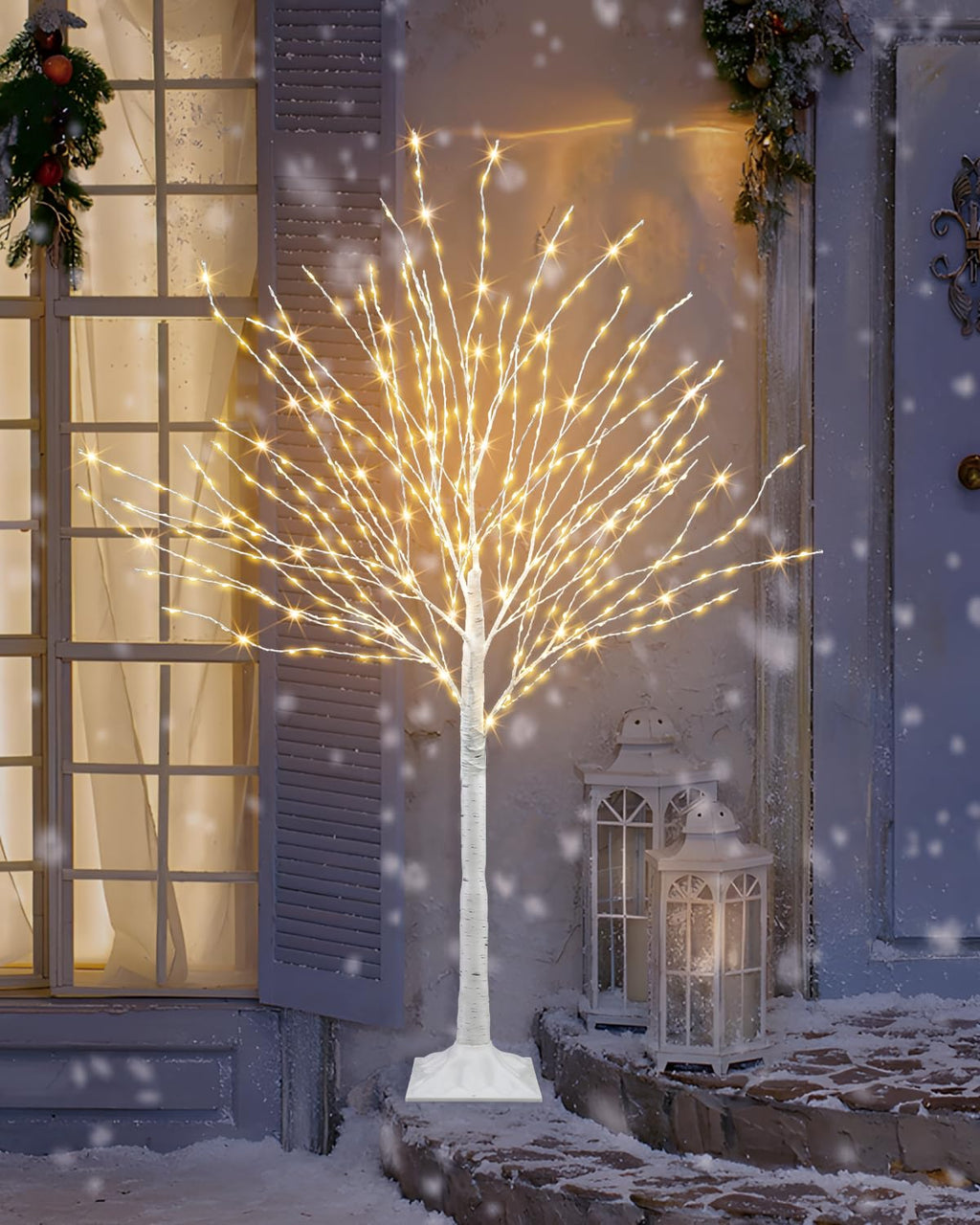4 FT Lighted Artificial White Birch Tree with 432 LED Timer Z55344