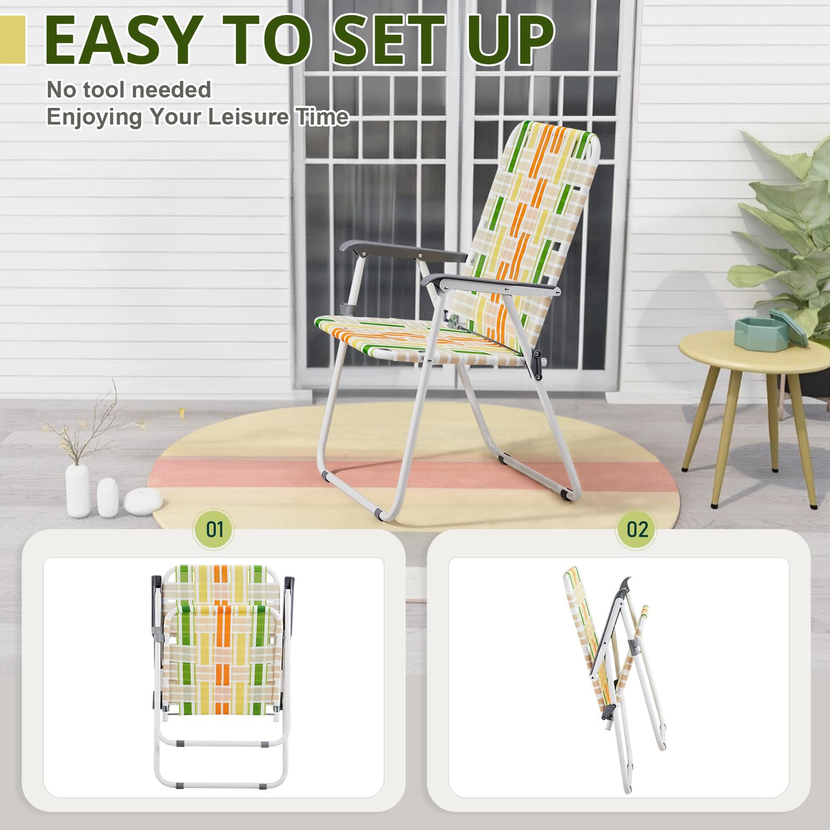 Oversized Webbed Folding Lawn Chairs 2 Pack W32295