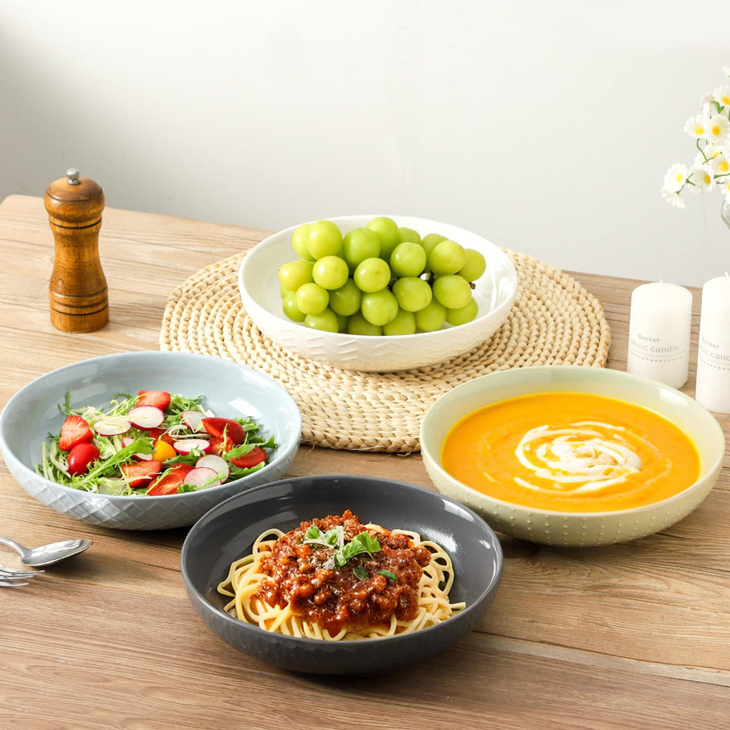 9.1'' 42 OZ Ceramic Pasta Bowls Set of 4 I26800
