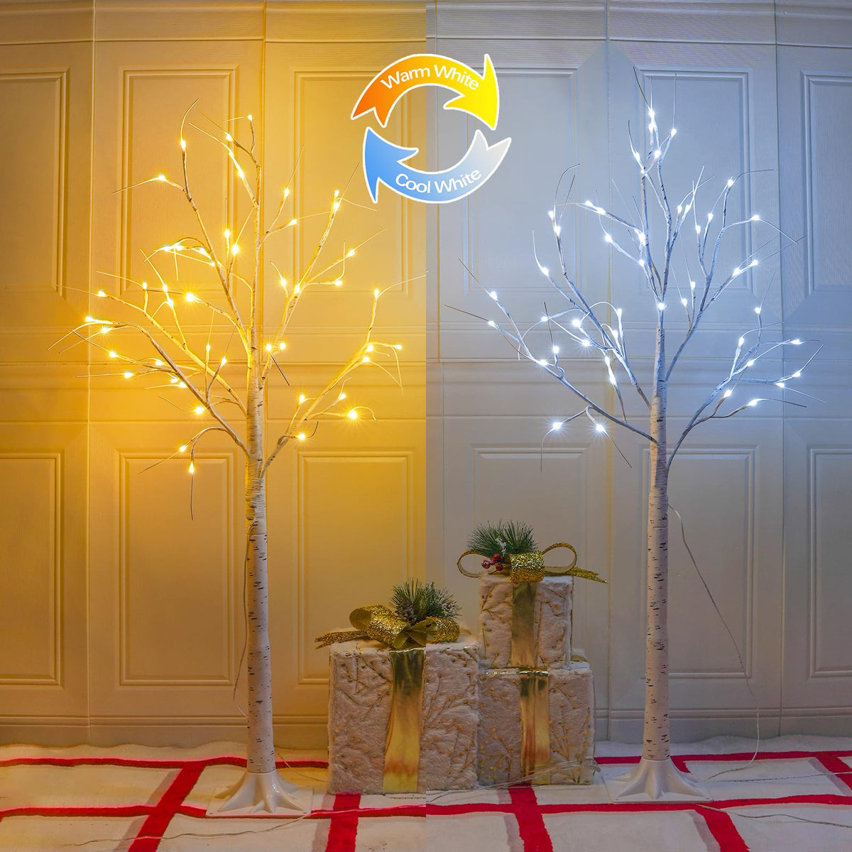2-Pack 4FT Lighted Birch Tree L629