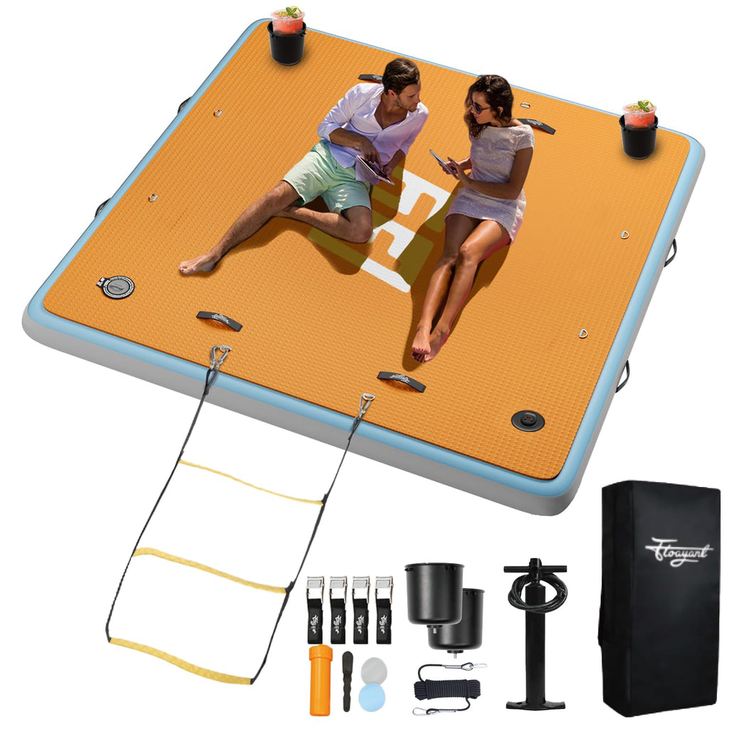 7×7' Inflatable Floating Dock with Soft Ladder N434974