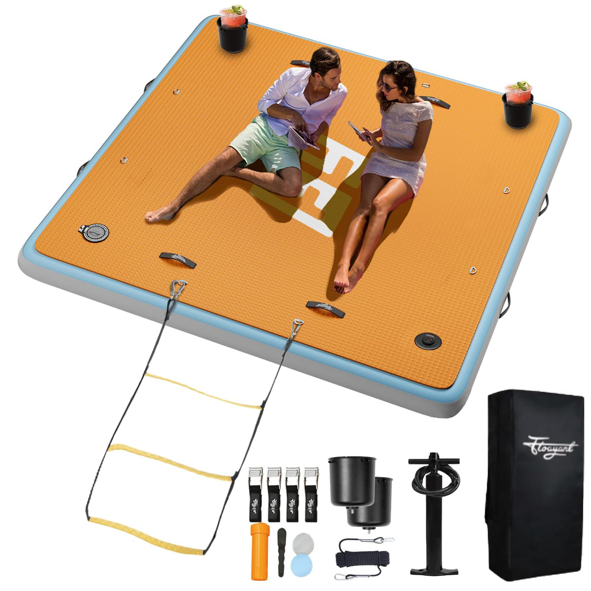 7×7' Inflatable Floating Dock with Soft Ladder N434974