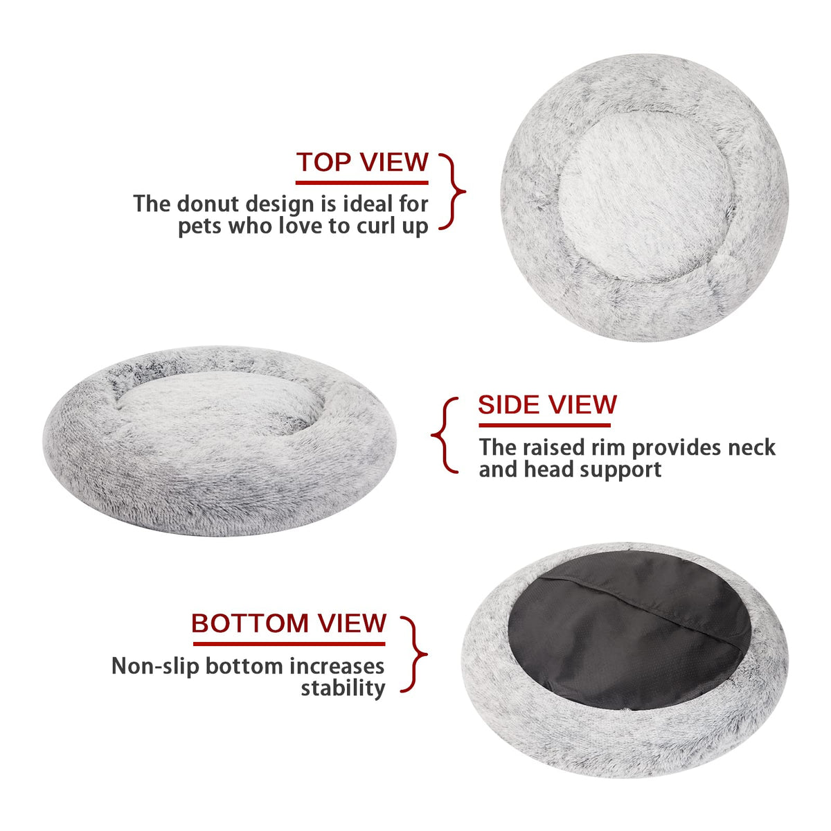 Dark Grey 36" Round Dog Bed X75707