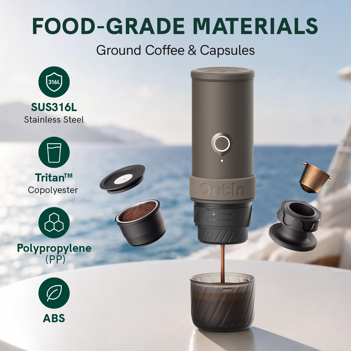 Portable Electric Espresso Machine with Self-Heating L27915