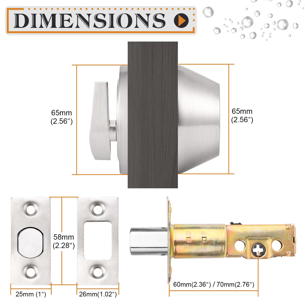 4 Pack Brushed Nickel Single Cylinder Deadbolts E75841